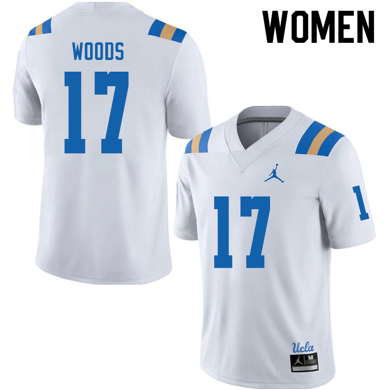 Jordan Brand Women #17 Jalen Woods UCLA Bruins College Football Jerseys Sale-White - Click Image to Close